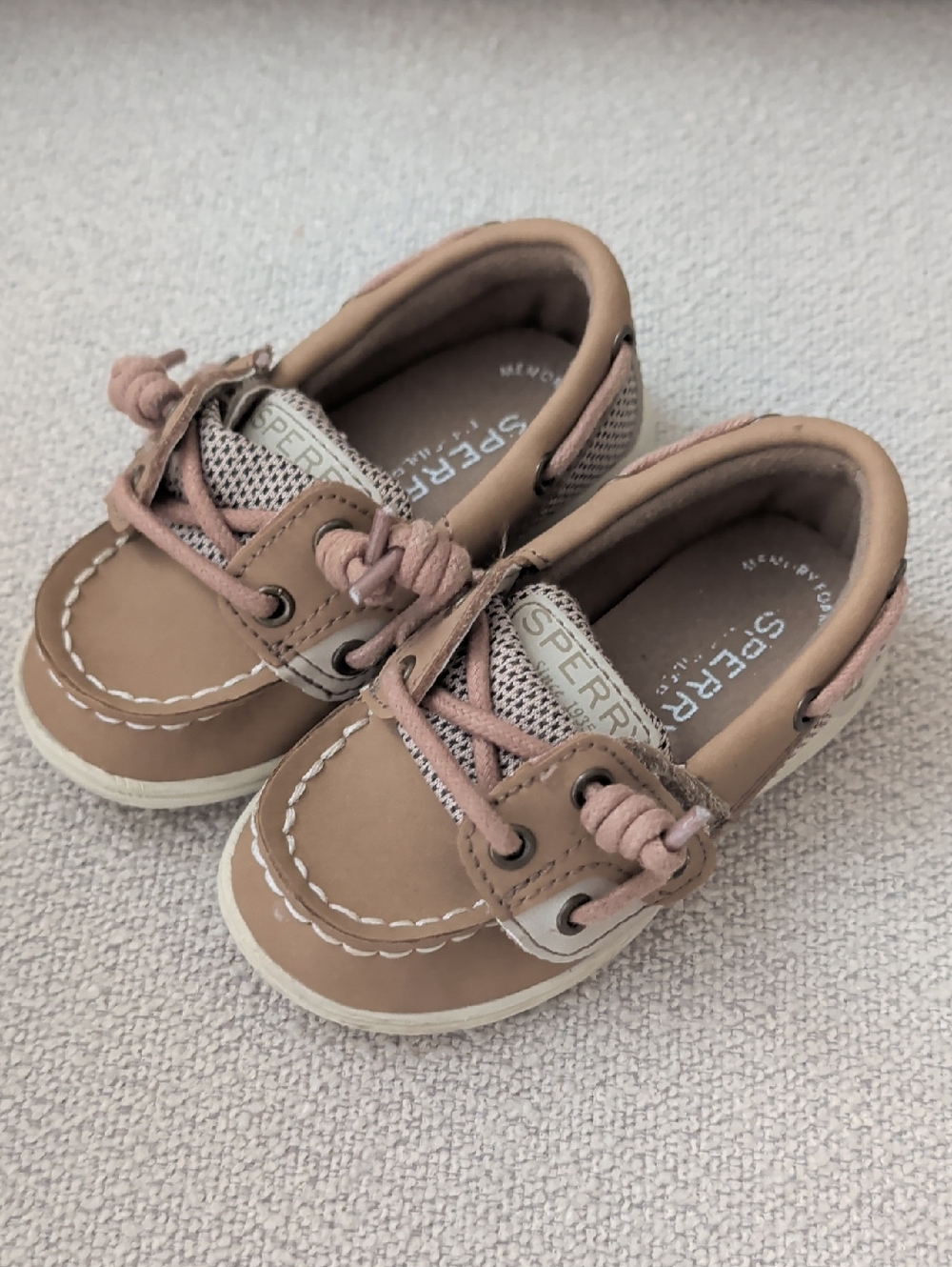 Sperry Kids Pink-Tan Moccasin Boat Shoes